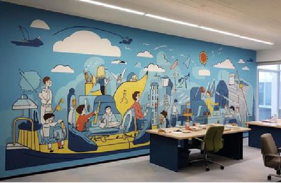 峨边彝族自治县办公室墙绘的特点。